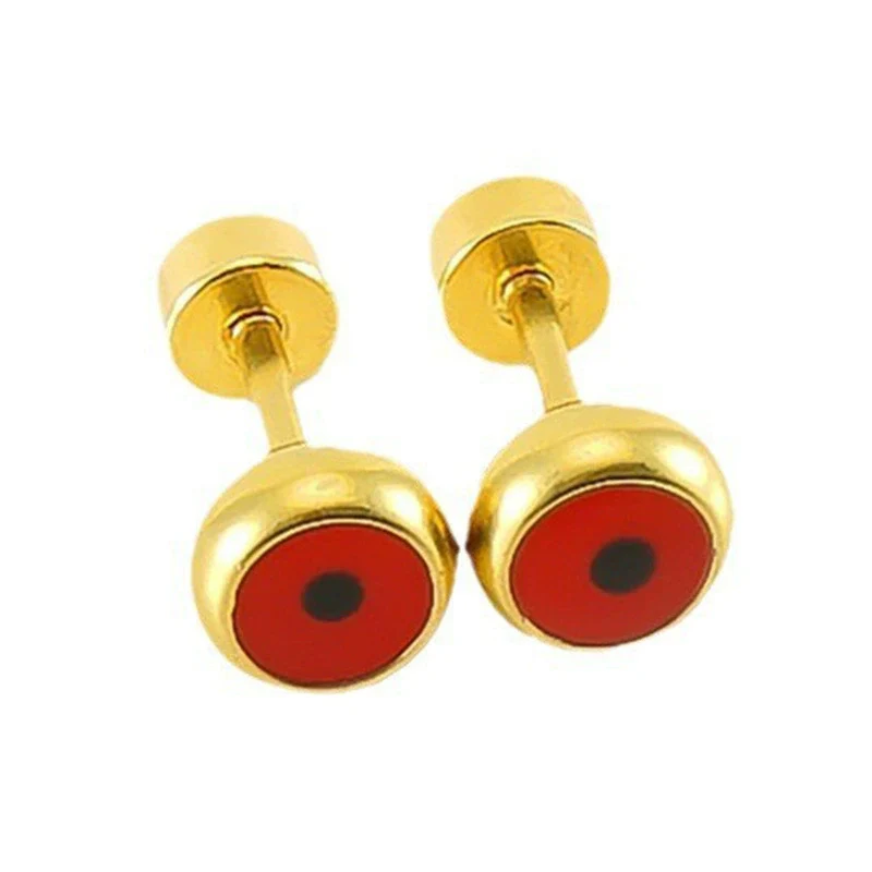 Wholesale Women's 316L Stainless Steel Geometric Round Eyes Earrings 18K Gold Electroplated - Image 5