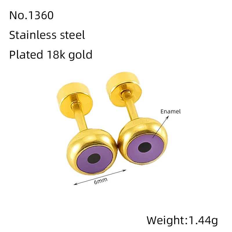 Wholesale Women's 316L Stainless Steel Geometric Round Eyes Earrings 18K Gold Electroplated - Image 7