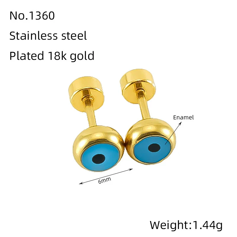 Wholesale Women's 316L Stainless Steel Geometric Round Eyes Earrings 18K Gold Electroplated - Image 9