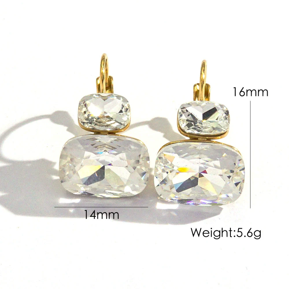 Wholesale Women's Stainless Steel Geometric Style Earrings Inlaid With Colorful Zircon And Set With Diamonds In Ins Luxury Style With Vacuum Furnace Electroplating - Image 11