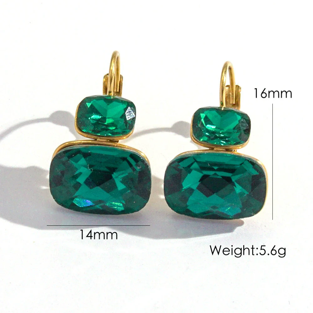 Wholesale Women's Stainless Steel Geometric Style Earrings Inlaid With Colorful Zircon And Set With Diamonds In Ins Luxury Style With Vacuum Furnace Electroplating - Image 12