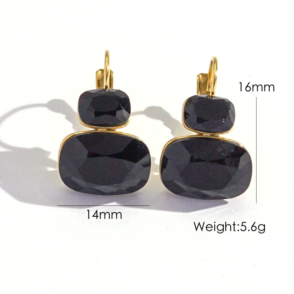 Wholesale Women's Stainless Steel Geometric Style Earrings Inlaid With Colorful Zircon And Set With Diamonds In Ins Luxury Style With Vacuum Furnace Electroplating - Image 14