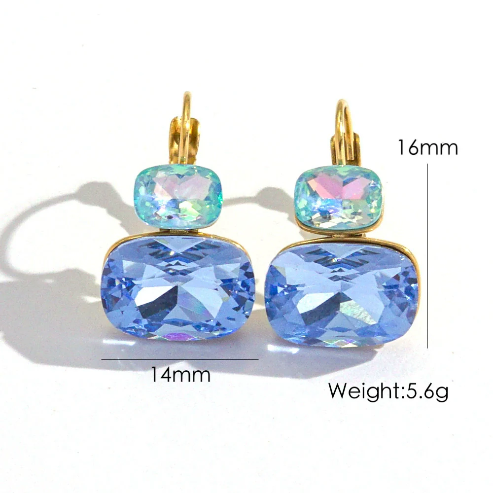 Wholesale Women's Stainless Steel Geometric Style Earrings Inlaid With Colorful Zircon And Set With Diamonds In Ins Luxury Style With Vacuum Furnace Electroplating - Image 6