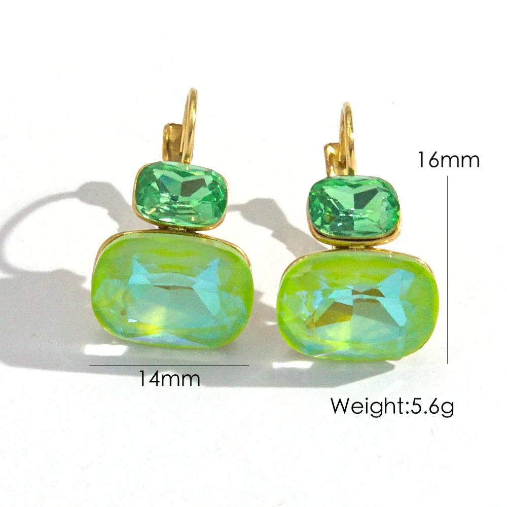 Wholesale Women's Stainless Steel Geometric Style Earrings Inlaid With Colorful Zircon And Set With Diamonds In Ins Luxury Style With Vacuum Furnace Electroplating - Image 8