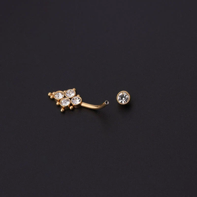 Wholesale Women's Stainless Steel Geometric Umbilical Ring Jewelry With Goldplated Artificial Gemstones And Semiprecious Stones Electroplating - Image 4