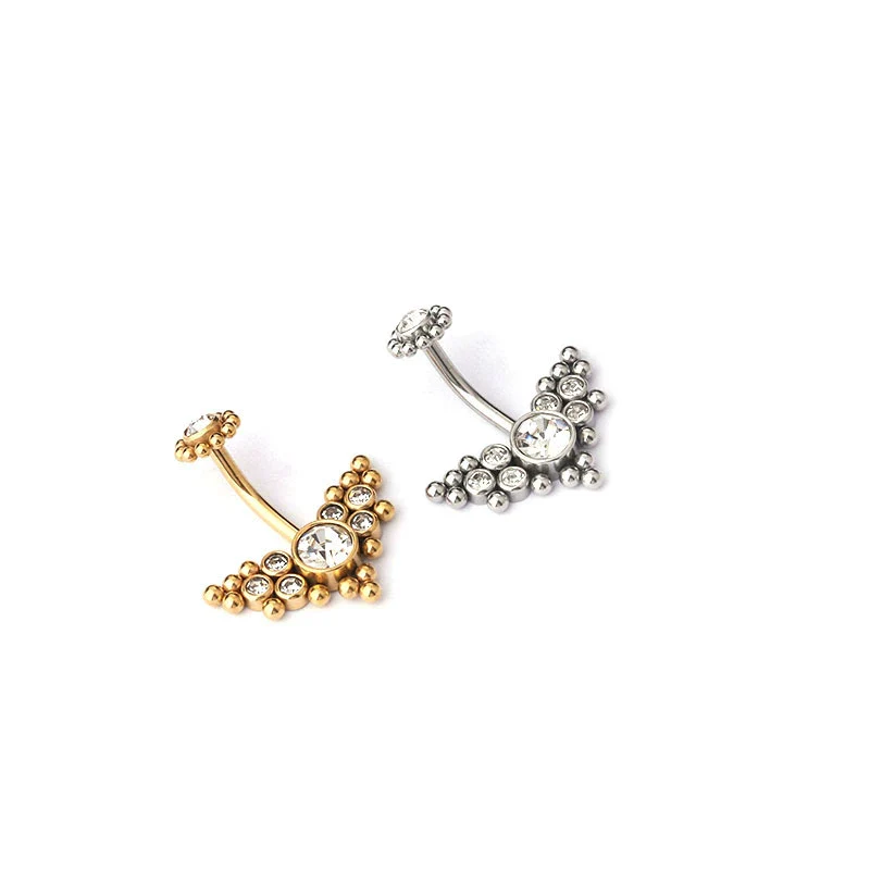 Wholesale Women's Stainless Steel Geometric Umbilical Ring Jewelry With Goldplated Artificial Gemstones And Semiprecious Stones Electroplating - Image 5