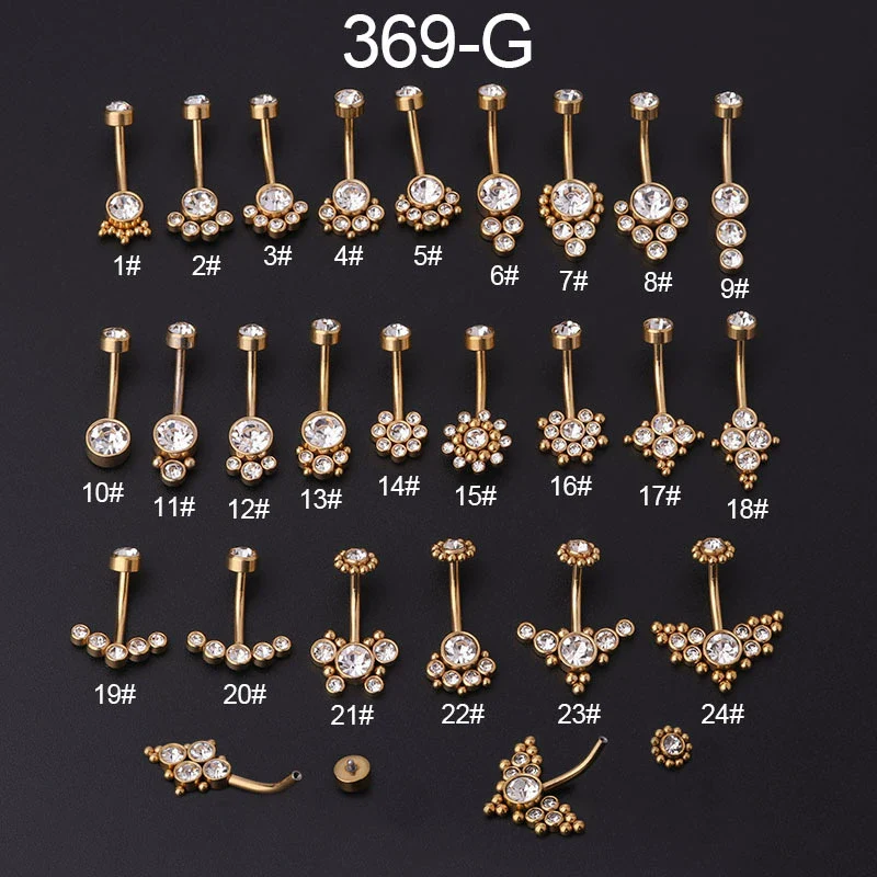 Wholesale Women's Stainless Steel Geometric Umbilical Ring Jewelry With Goldplated Artificial Gemstones And Semiprecious Stones Electroplating - Image 6