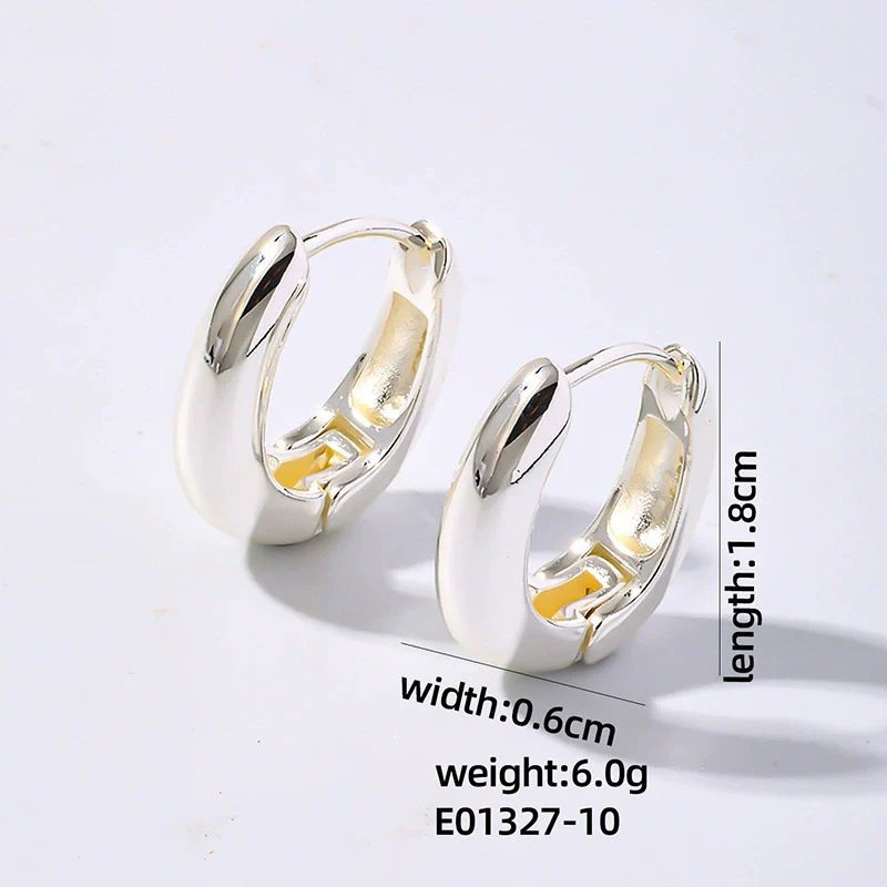 Wholesale Women's Stainless Steel Geometric Ushaped Hollow Exaggerated Simple Silver Glossy Electroplated Earrings - Image 10