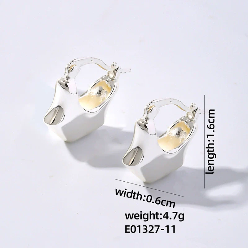 Wholesale Women's Stainless Steel Geometric Ushaped Hollow Exaggerated Simple Silver Glossy Electroplated Earrings - Image 11