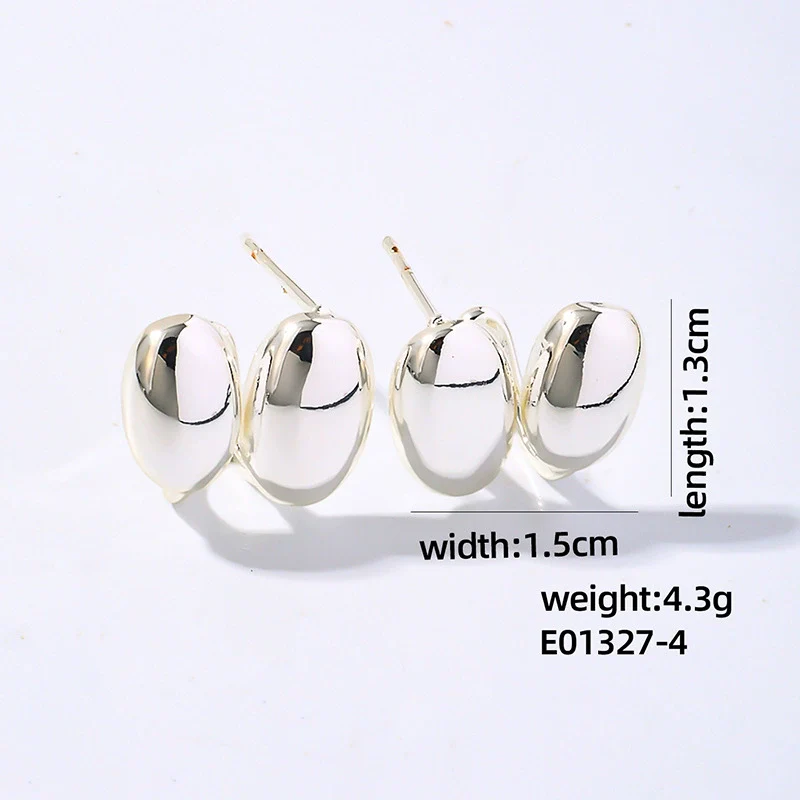 Wholesale Women's Stainless Steel Geometric Ushaped Hollow Exaggerated Simple Silver Glossy Electroplated Earrings - Image 13