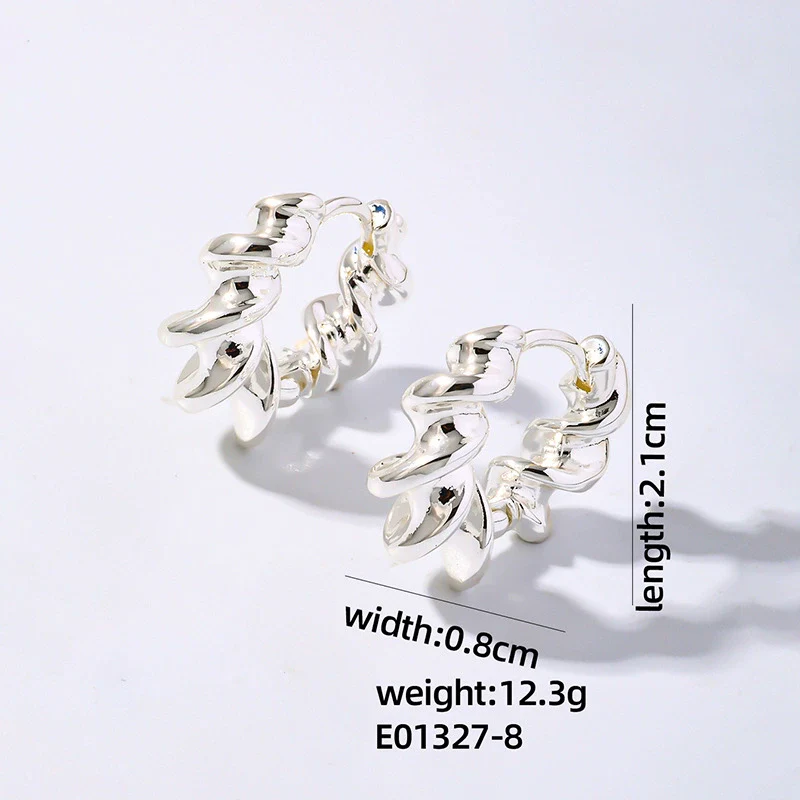 Wholesale Women's Stainless Steel Geometric Ushaped Hollow Exaggerated Simple Silver Glossy Electroplated Earrings - Image 9