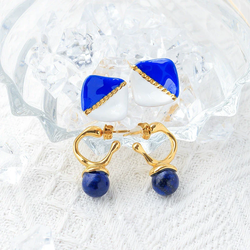 Wholesale Women's Stainless Steel Geometric Vintage Fashion Electroplated Earrings - Image 2