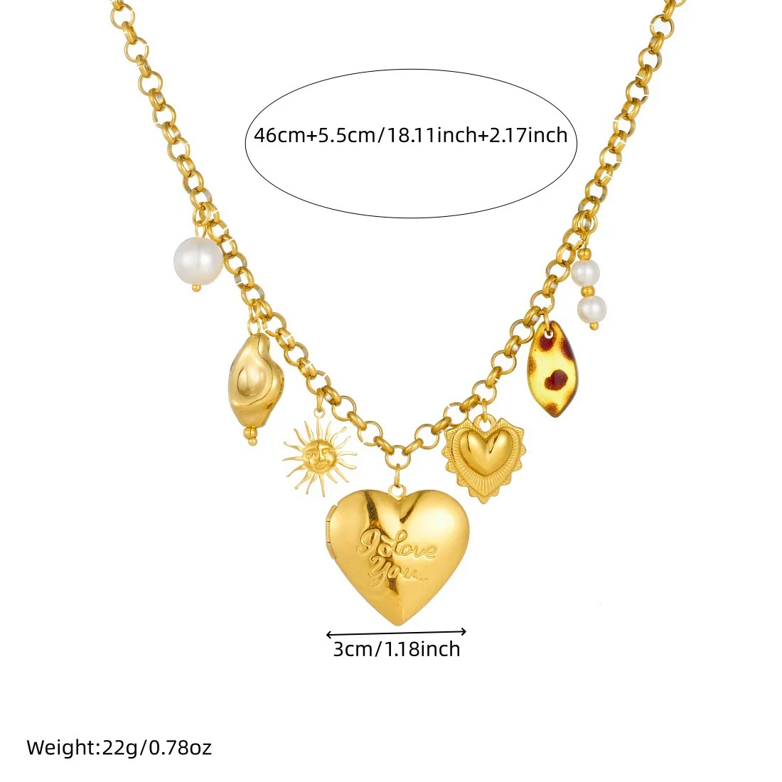 Wholesale Women's Stainless Steel Goldplated Engraved Heartshaped Leopard Print Pendant Necklace With Oshaped Chain - Image 4