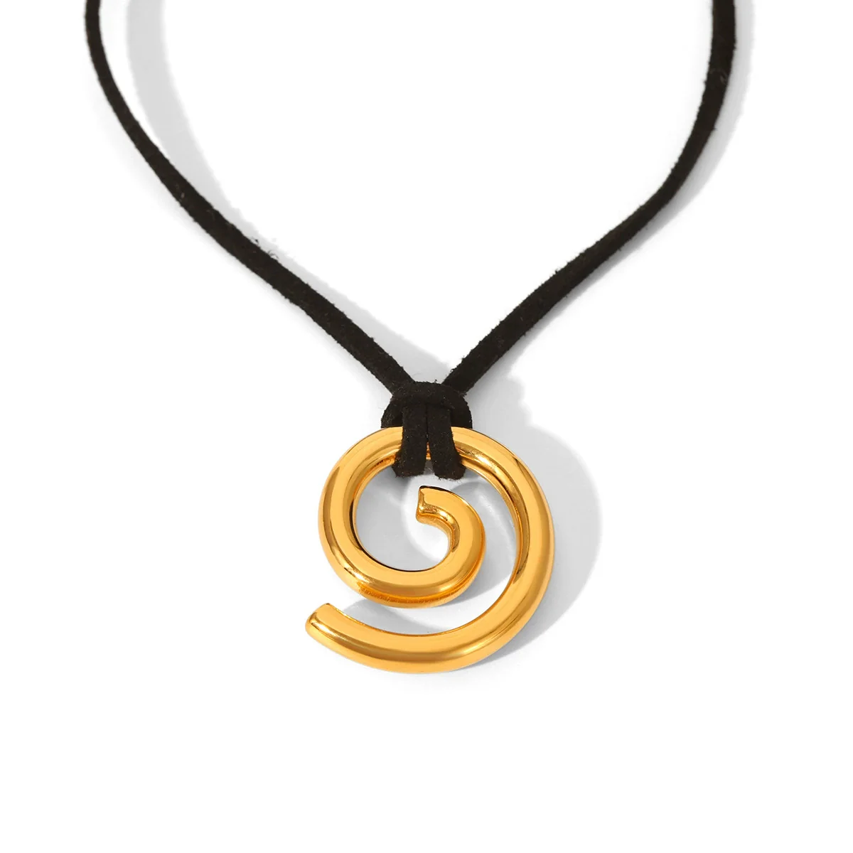 Wholesale Women's Stainless Steel Heart Geometric Pendant Necklace With Wax Rope Chain Electroplated - Image 5