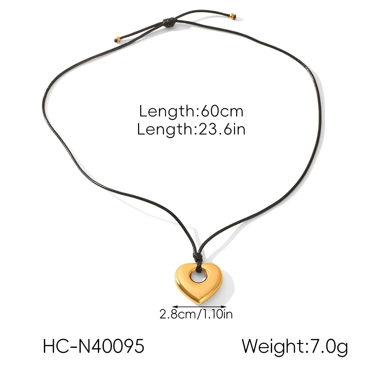Wholesale Women's Stainless Steel Heart Geometric Pendant Necklace With Wax Rope Chain Electroplated - Image 6