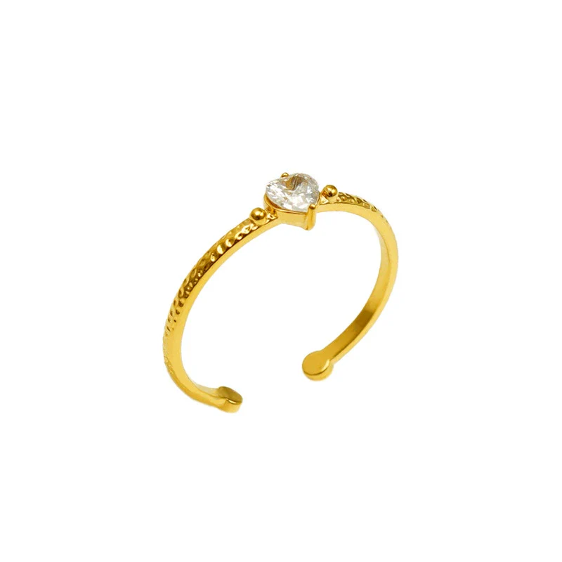 Wholesale Women's 316L Stainless Steel Heart Shaped Inlaid Zircon Love Ring With Electroplating - Image 5