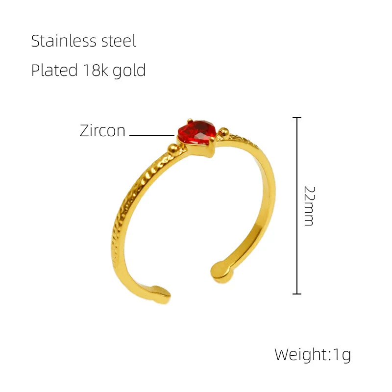 Wholesale Women's 316L Stainless Steel Heart Shaped Inlaid Zircon Love Ring With Electroplating - Image 8