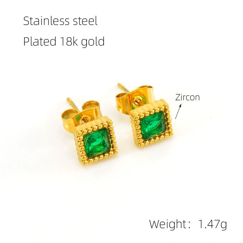 Wholesale Women's 316L Stainless Steel Inlaid Zircon Geometric Earrings - Image 9