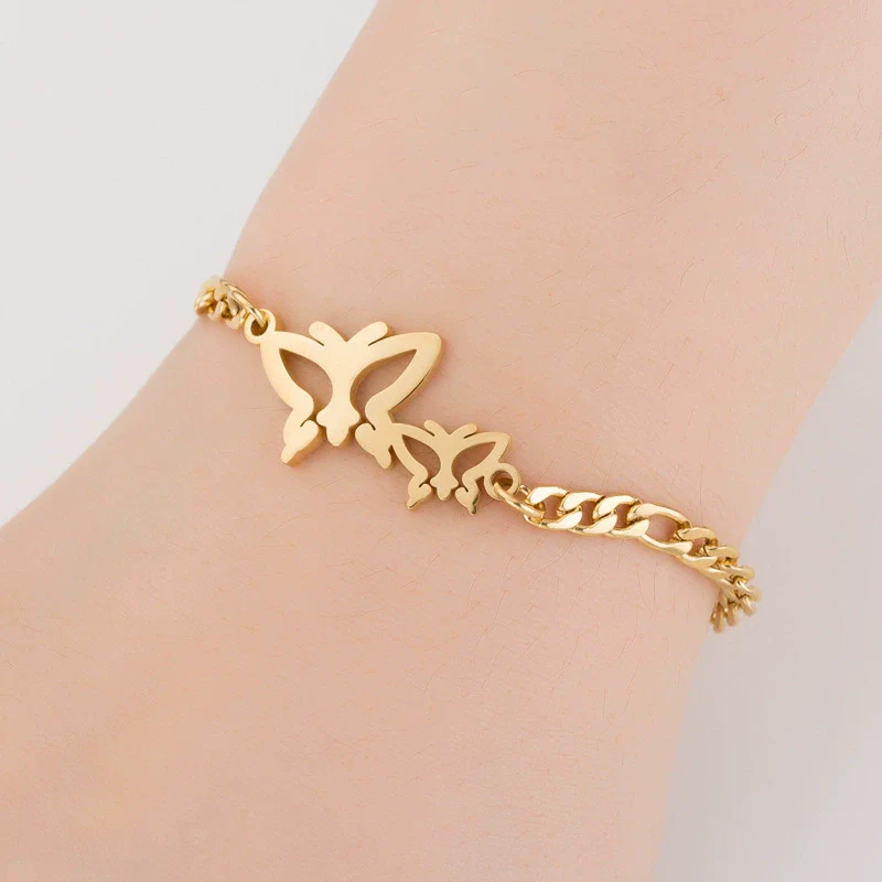 Wholesale Women's Stainless Steel Insect Butterfly Mori Animal Style Electroplated Bracelet