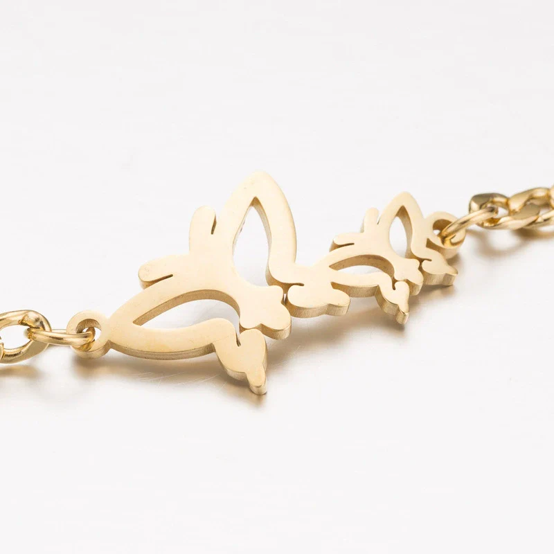 Wholesale Women's Stainless Steel Insect Butterfly Mori Animal Style Electroplated Bracelet - Image 3