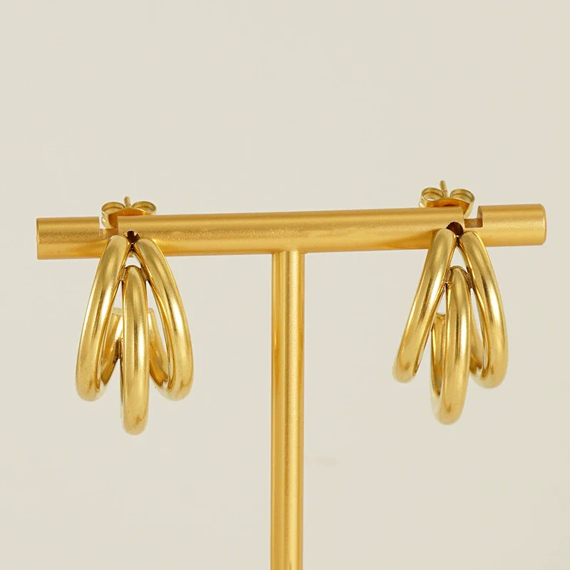 Wholesale Women's 316L Stainless Steel Irregular Avantgarde Design 18K Goldplated Earrings - Image 4