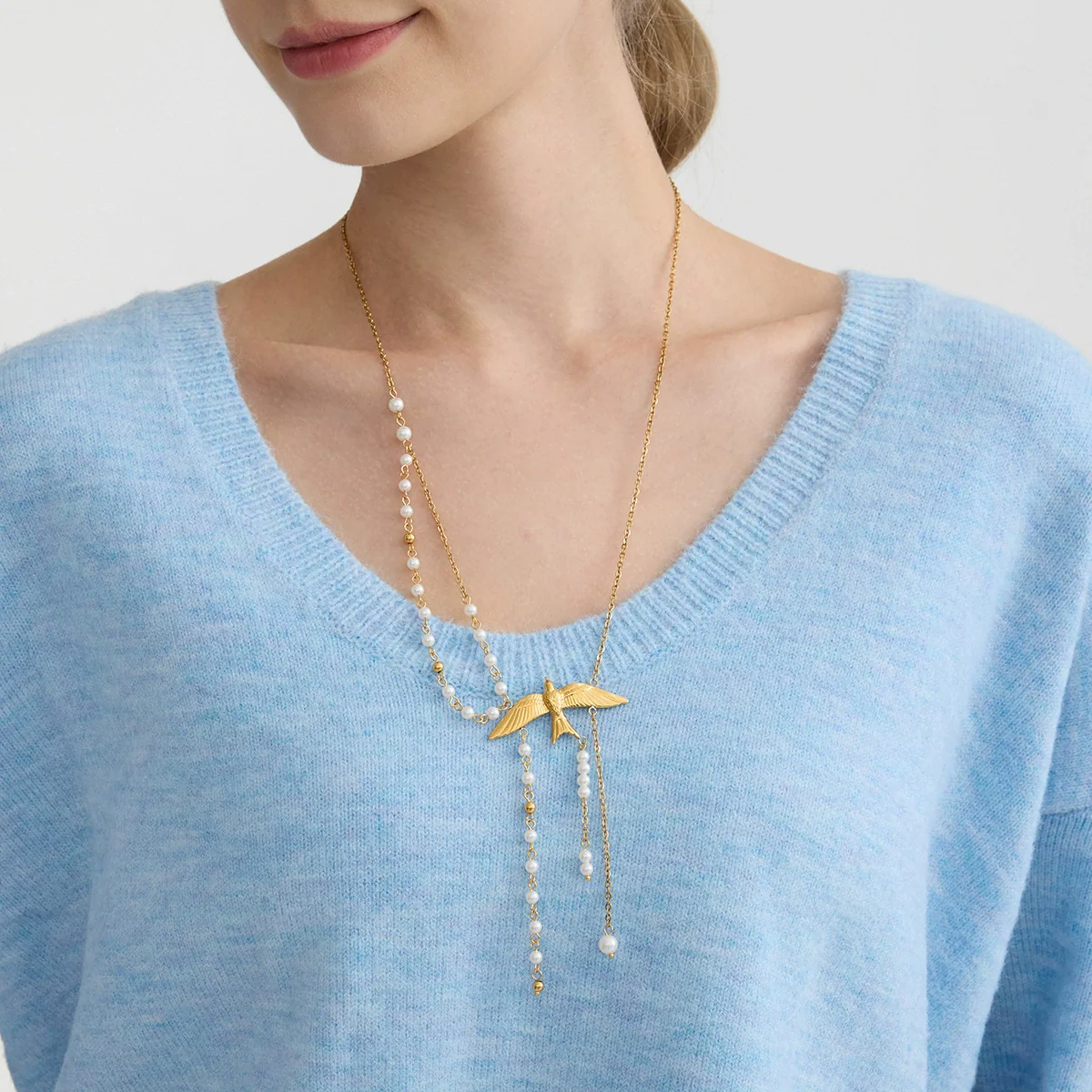 Wholesale Women's Stainless Steel Jewelry Necklace With Peace Dove Tassel Heart Shape Animal Zodiac Pattern Electroplated Design - Image 2