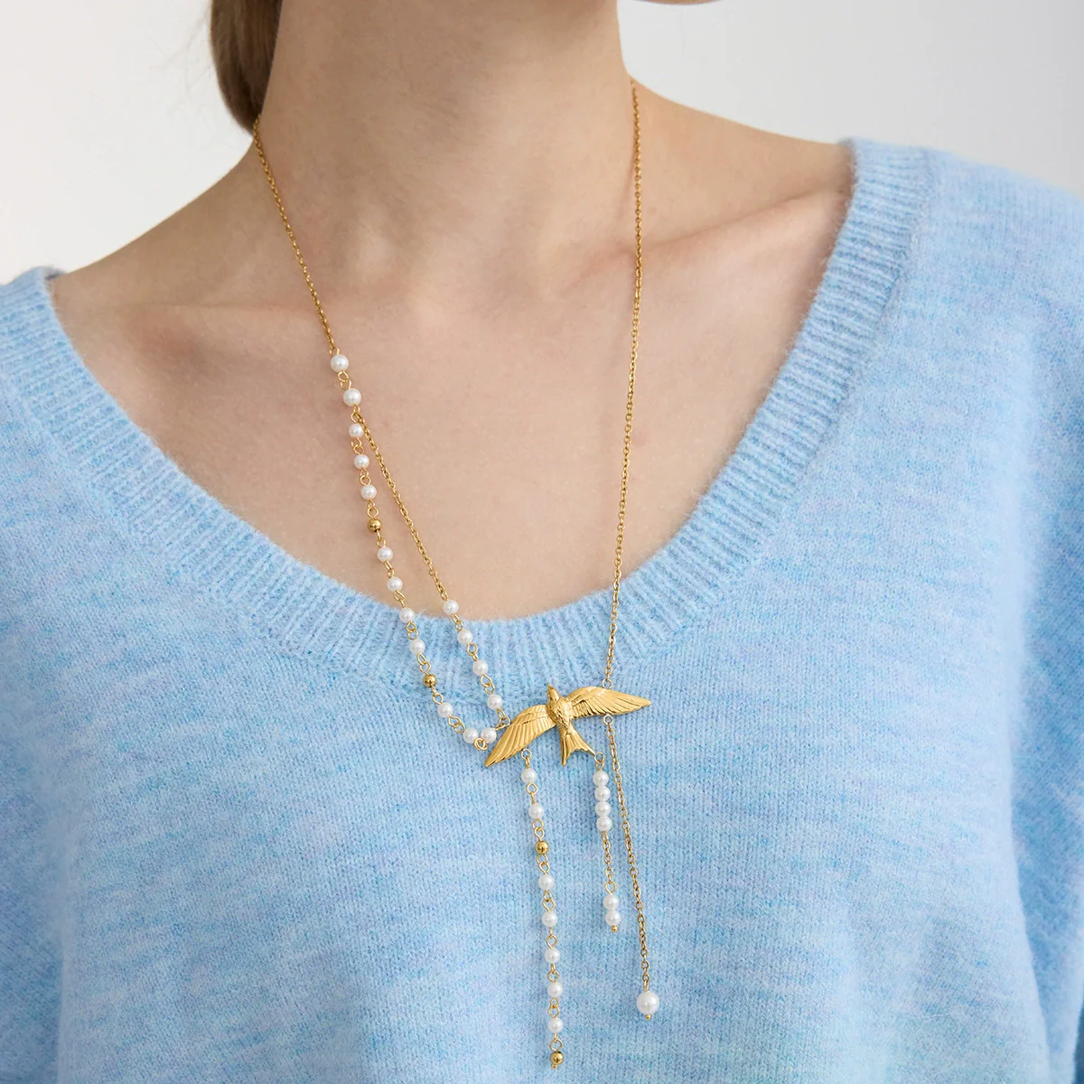 Wholesale Women's Stainless Steel Jewelry Necklace With Peace Dove Tassel Heart Shape Animal Zodiac Pattern Electroplated Design - Image 3