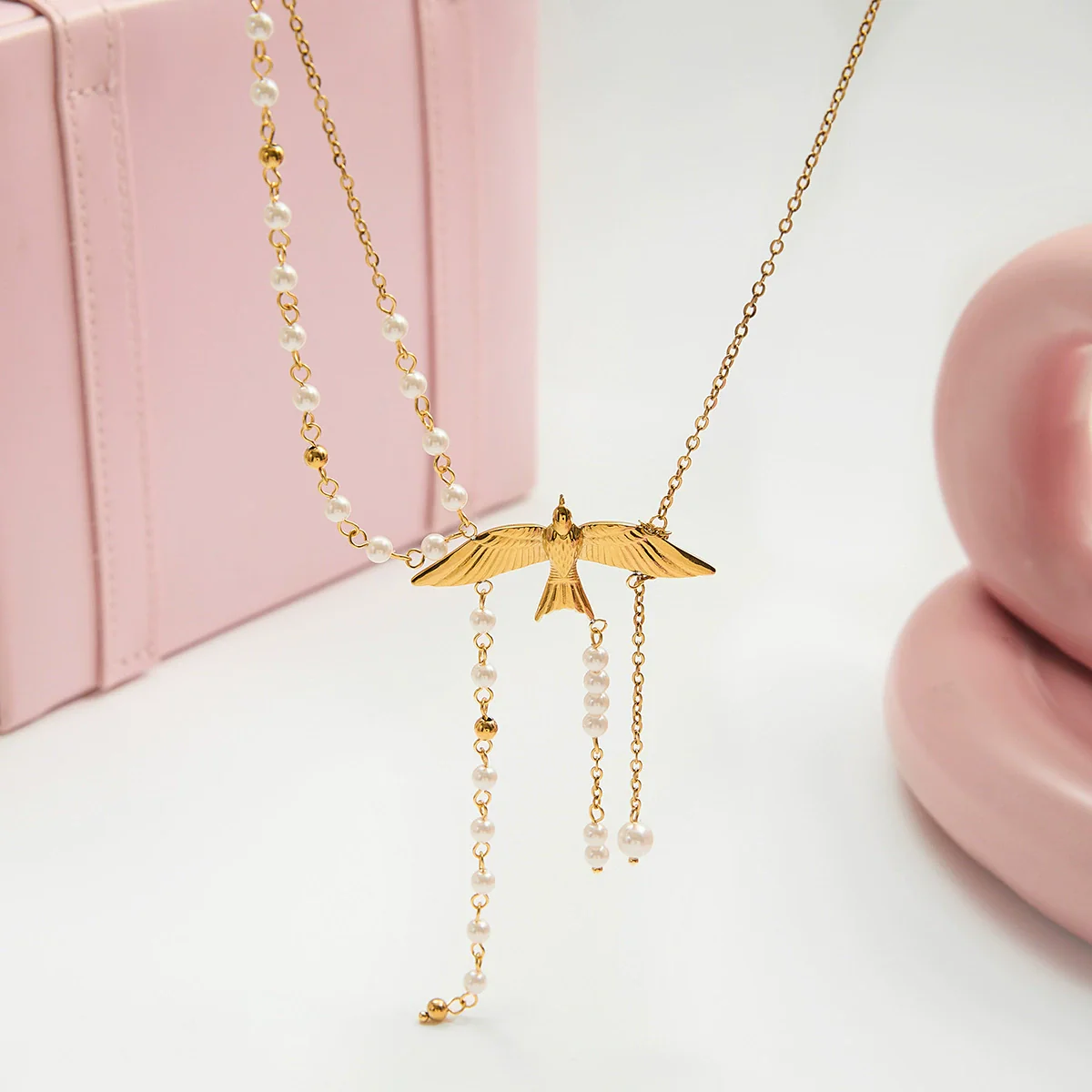 Wholesale Women's Stainless Steel Jewelry Necklace With Peace Dove Tassel Heart Shape Animal Zodiac Pattern Electroplated Design - Image 4