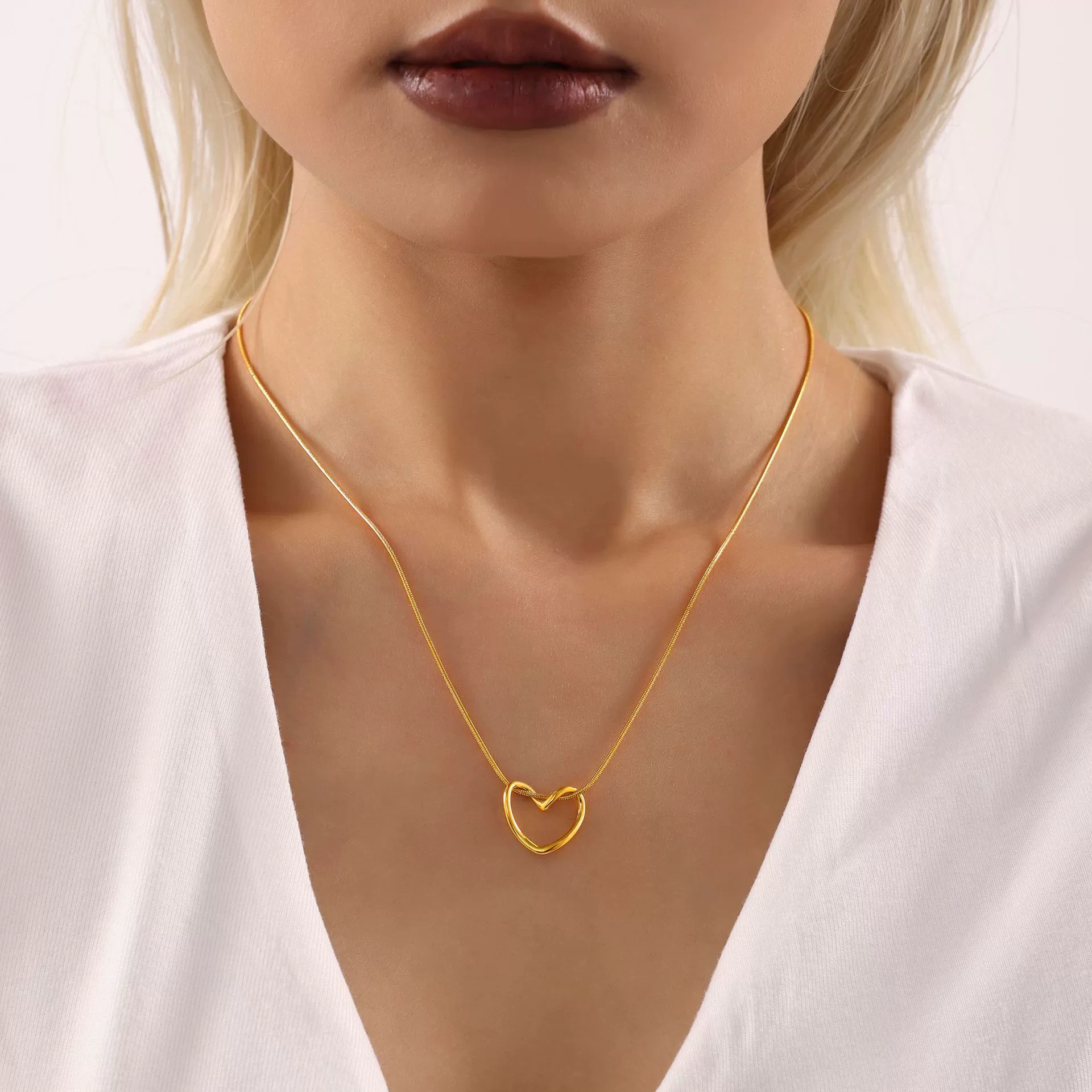 Wholesale Women's Stainless Steel Jewelry Set With Love Water Drops And Bells Patterns Ferris Wheel Design Electroplated Earrings And Necklace - Image 5