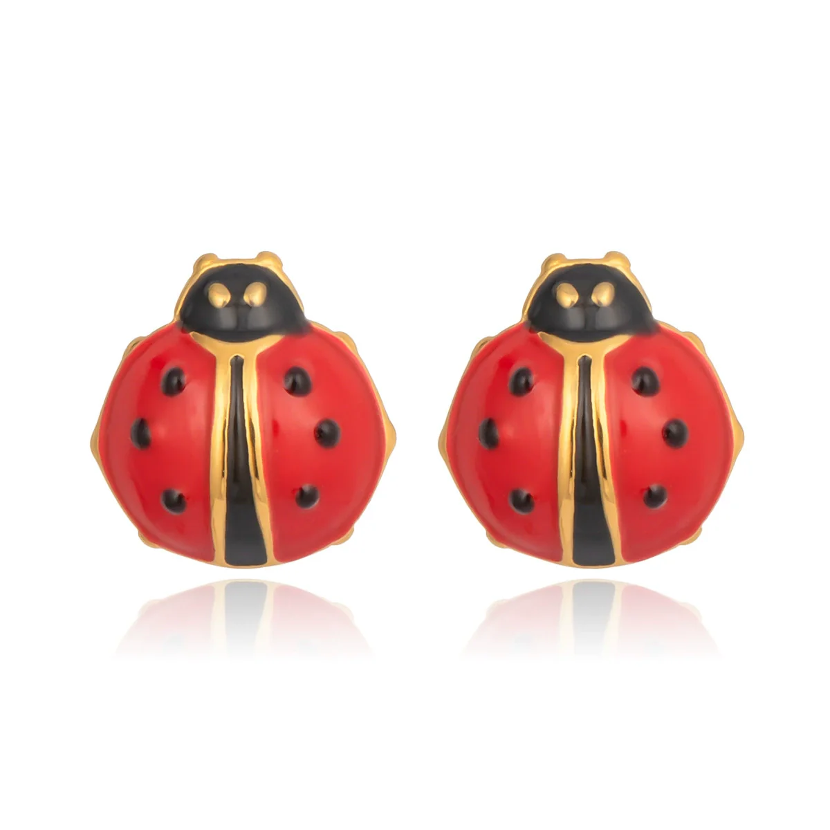 Wholesale Women's Stainless Steel Ladybug Earrings With Pvd Furnace Vacuum Real Gold Plating - Image 5