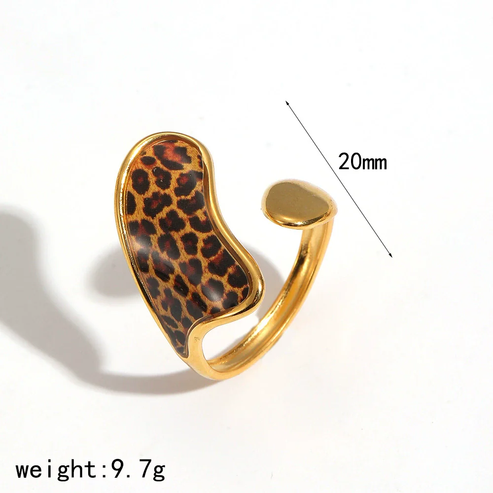 Wholesale Women's Stainless Steel Leopard Print Open Ring With Vacuum Plating Niche Design - Image 14