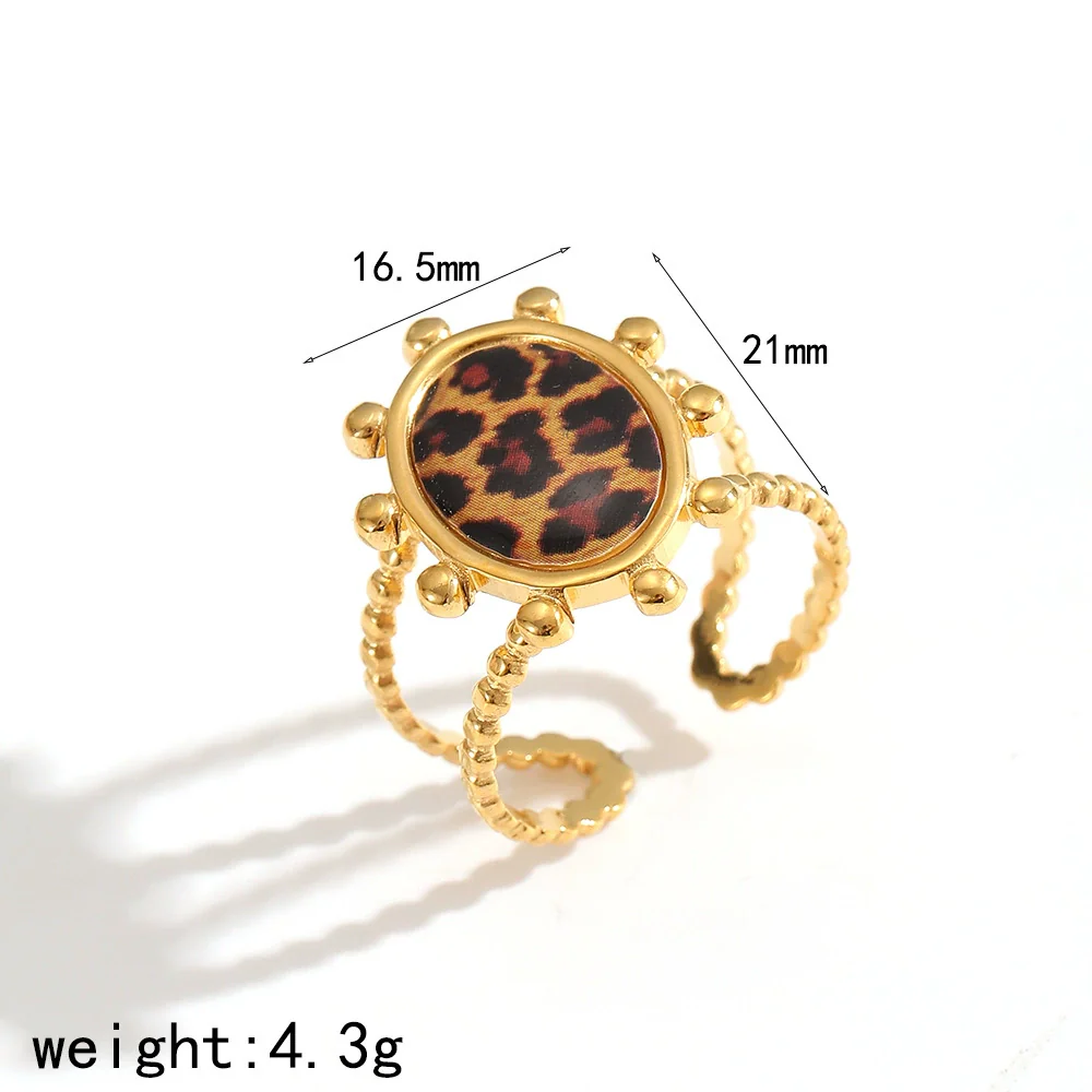 Wholesale Women's Stainless Steel Leopard Print Open Ring With Vacuum Plating Niche Design - Image 7