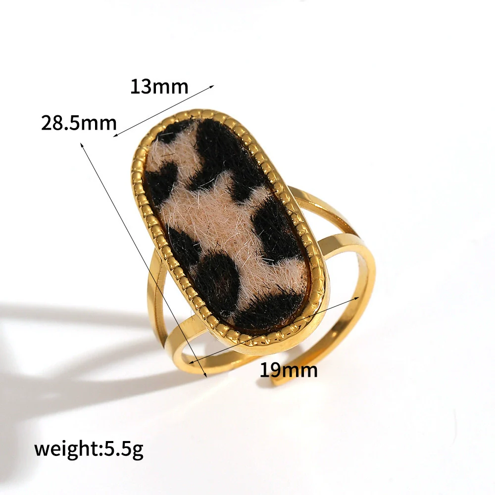 Wholesale Women's Stainless Steel Leopard Print Open Ring With Vacuum Plating Niche Design - Image 9