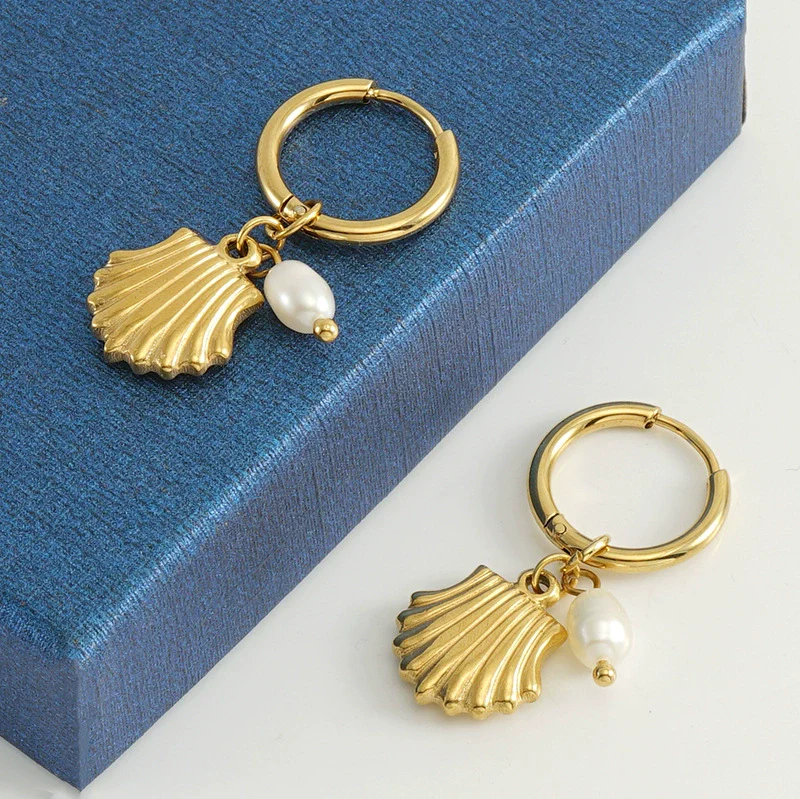 Wholesale Women's 316L Stainless Steel Natural Geometric Earrings With Electroplating Treatment - Image 4