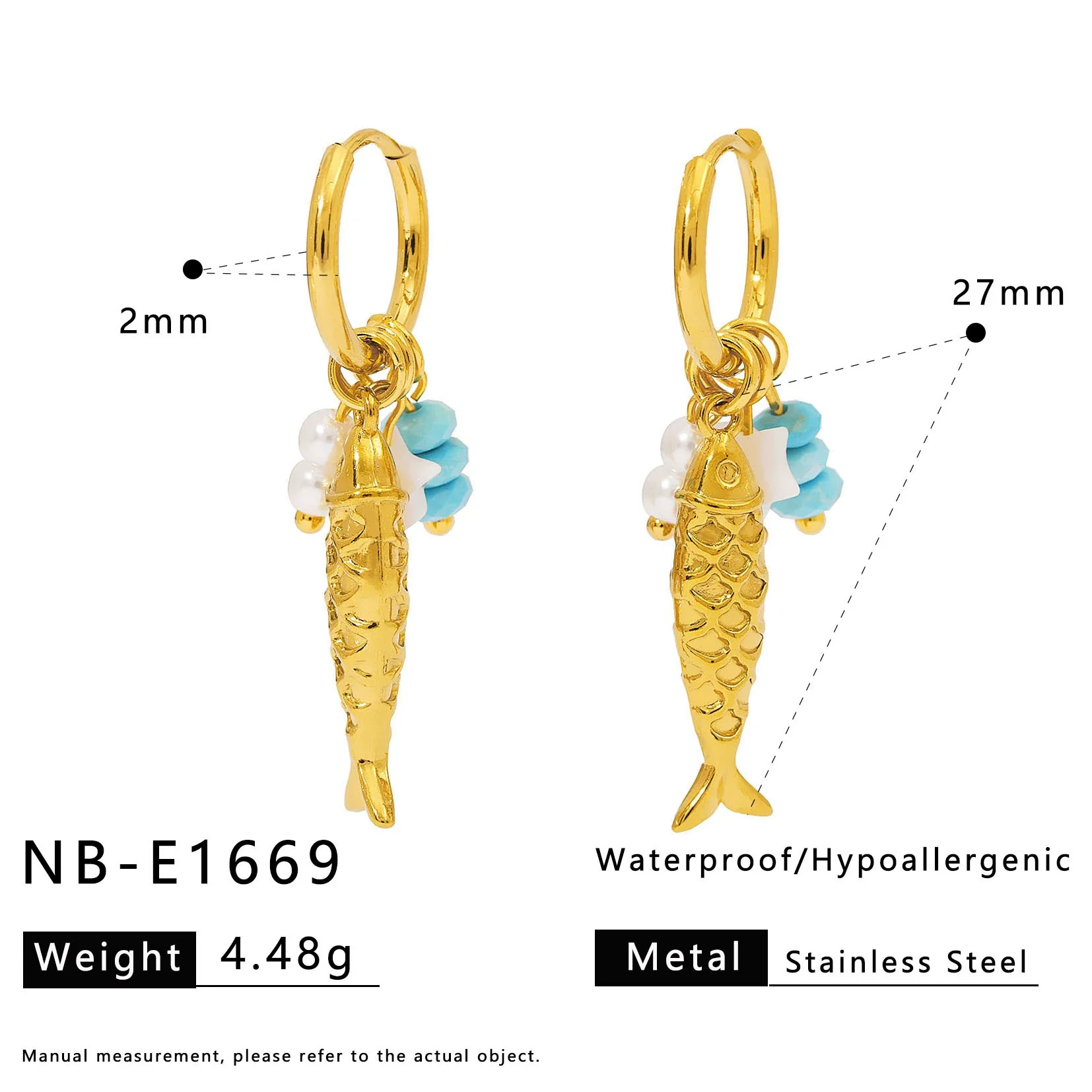 Wholesale Women's Stainless Steel Pearl Necklace And Shell Earrings Set With Lotus Painted Oil Drop Pendant 18K Vacuum Gold Plated - Image 11