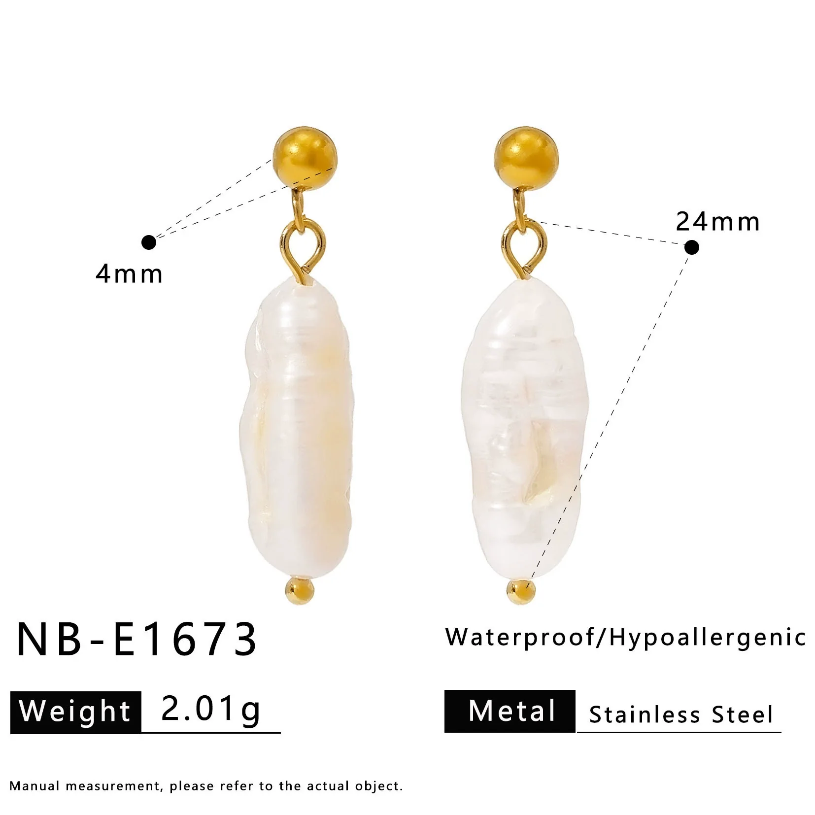 Wholesale Women's Stainless Steel Pearl Necklace And Shell Earrings Set With Lotus Painted Oil Drop Pendant 18K Vacuum Gold Plated - Image 15