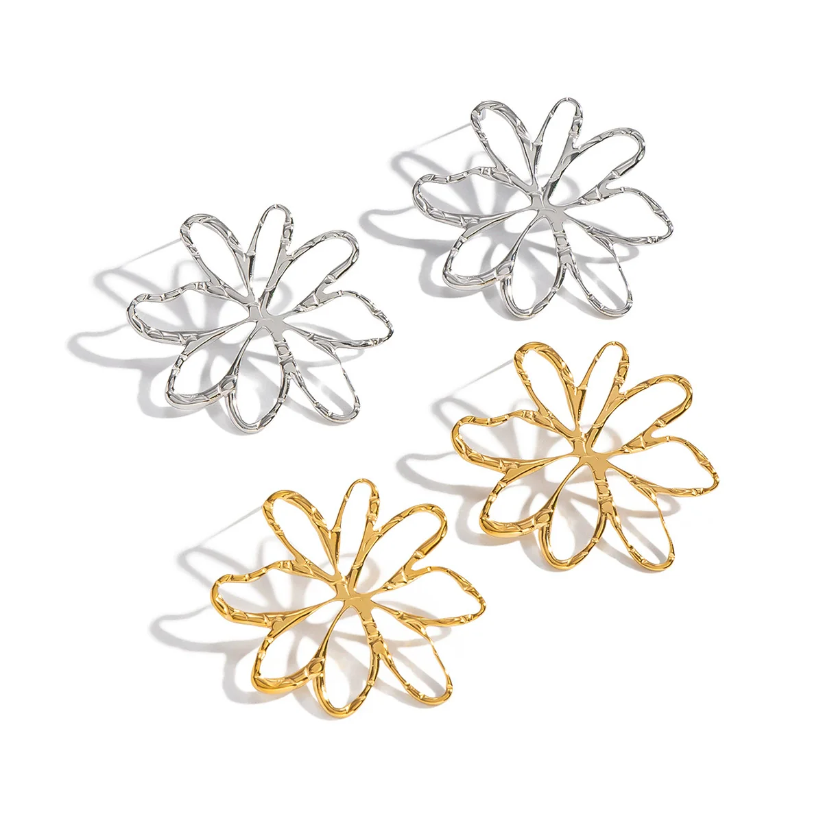 Wholesale Women's Stainless Steel Pvd Furnace Vacuum Real Gold Plated Exaggerated Stylish Oversized Flower Earrings - Image 5