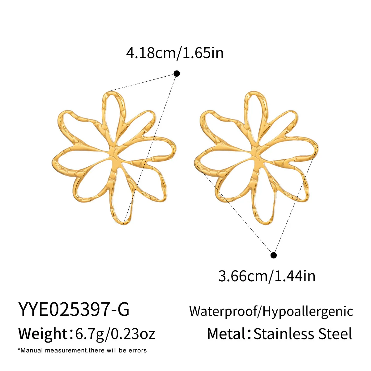 Wholesale Women's Stainless Steel Pvd Furnace Vacuum Real Gold Plated Exaggerated Stylish Oversized Flower Earrings - Image 6