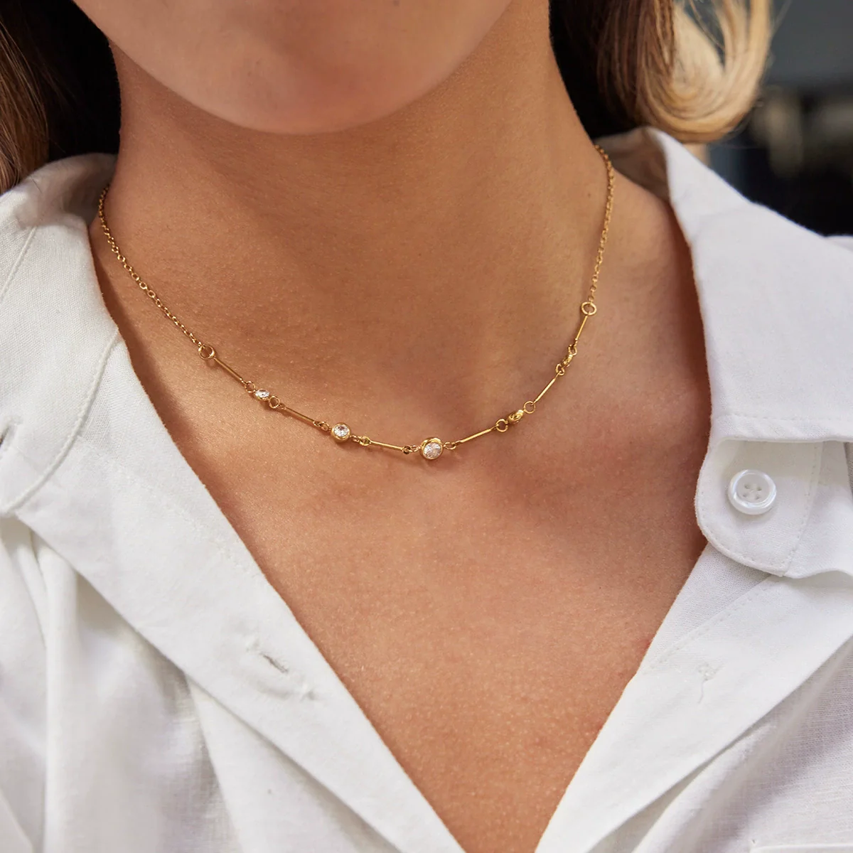 Wholesale Women's Stainless Steel Round Beads Necklace With Electroplating Design Classic Fashion - Image 2