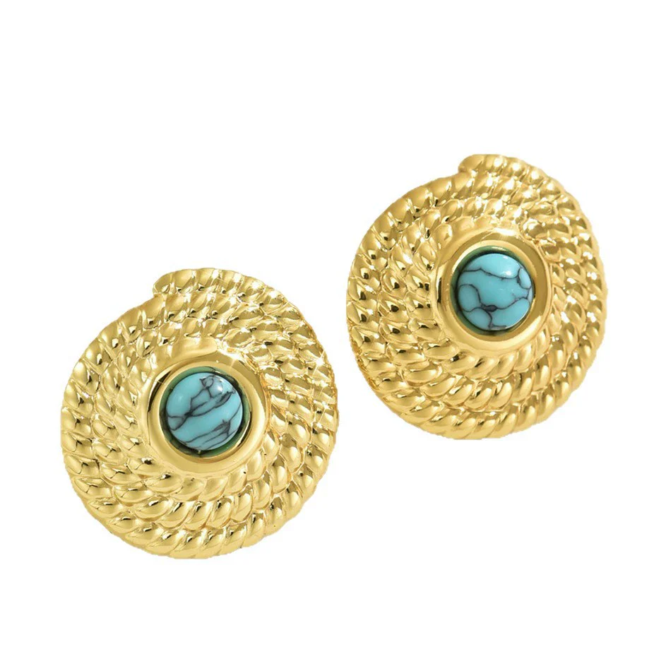 Wholesale Women's Stainless Steel Stamped Geometric Earrings Retro Personality Light Luxury - Image 5