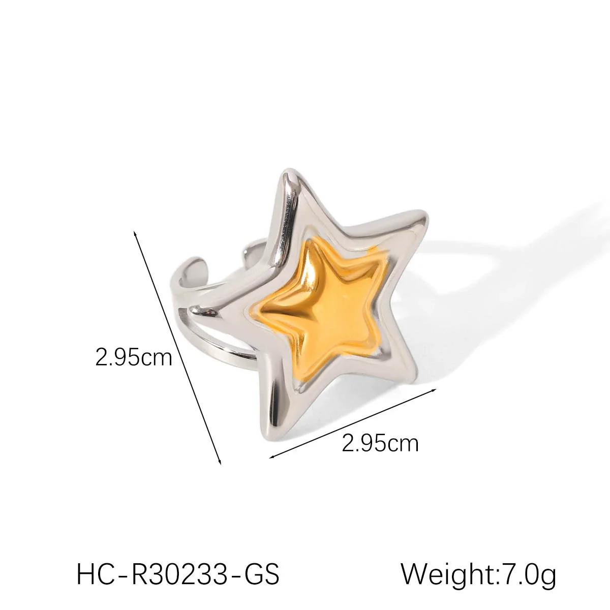 Wholesale Women's Stainless Steel Starshaped Zirconia Inlaid Open Ring Hand Jewelry - Image 7