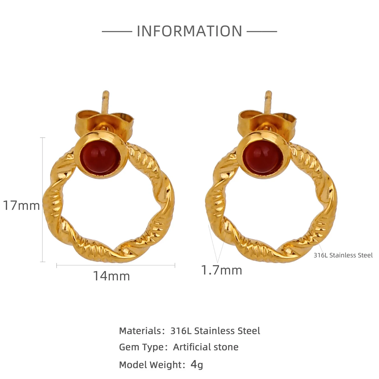 Wholesale Women's Stainless Steel Twisted Hollow Doublering Earrings With Flower And Geometric Patterns And Electroplating Treatment - Image 14