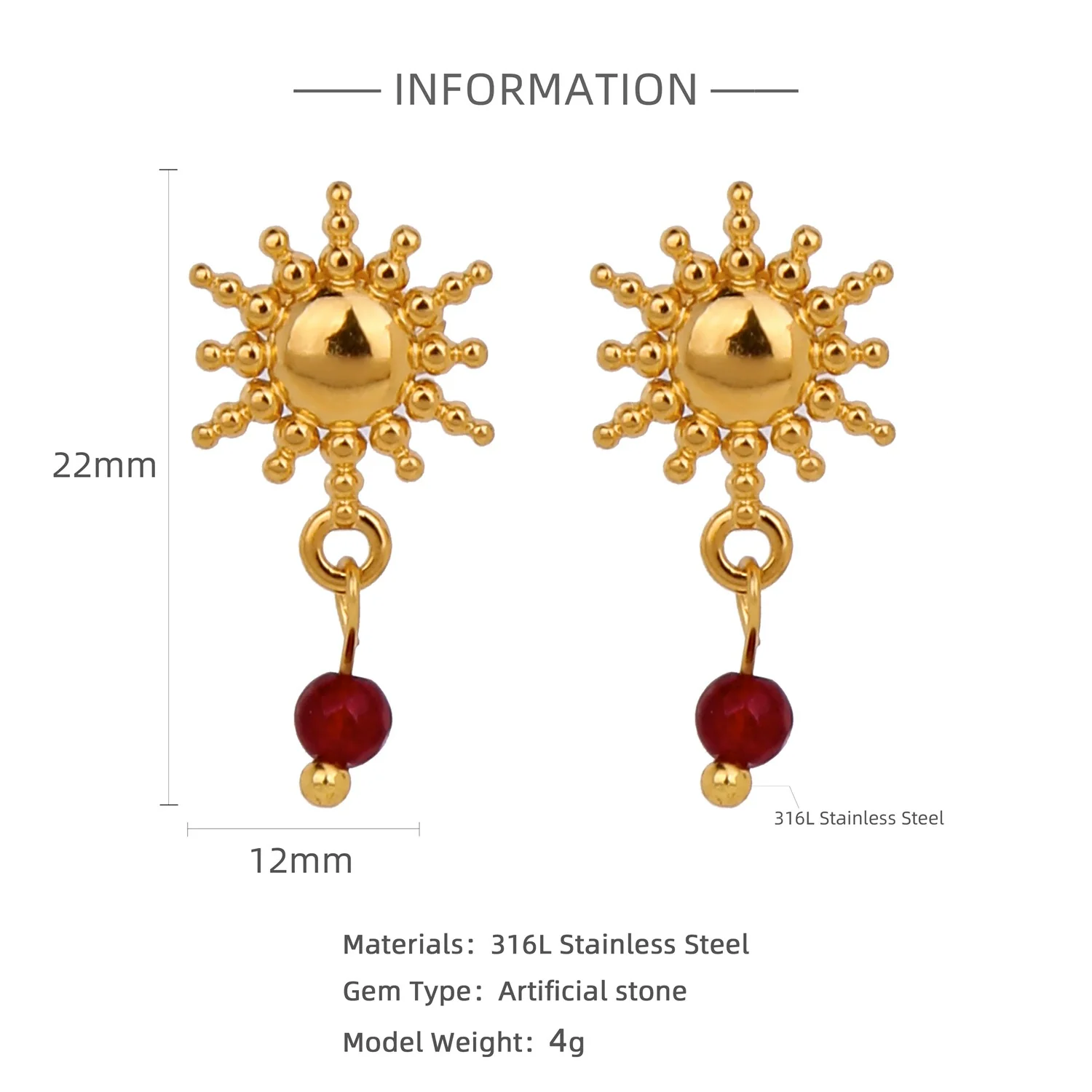 Wholesale Women's Stainless Steel Twisted Hollow Doublering Earrings With Flower And Geometric Patterns And Electroplating Treatment - Image 16