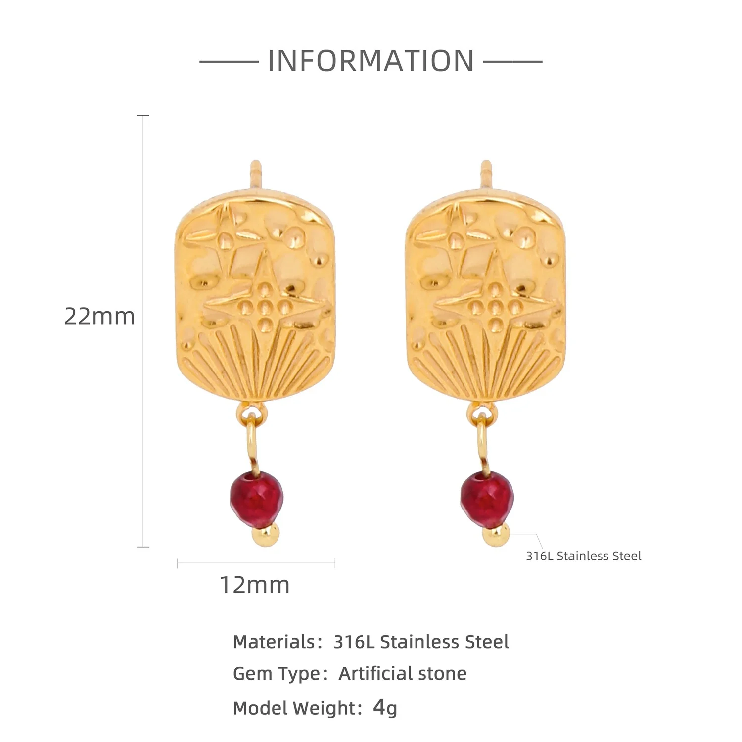 Wholesale Women's Stainless Steel Twisted Hollow Doublering Earrings With Flower And Geometric Patterns And Electroplating Treatment - Image 17
