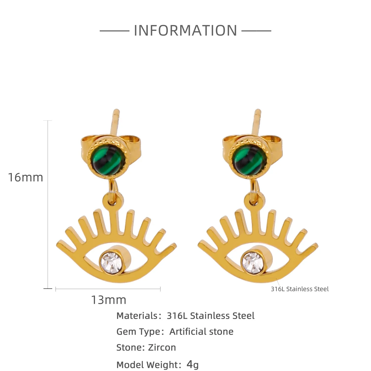 Wholesale Women's Stainless Steel Twisted Hollow Doublering Earrings With Flower And Geometric Patterns And Electroplating Treatment - Image 22