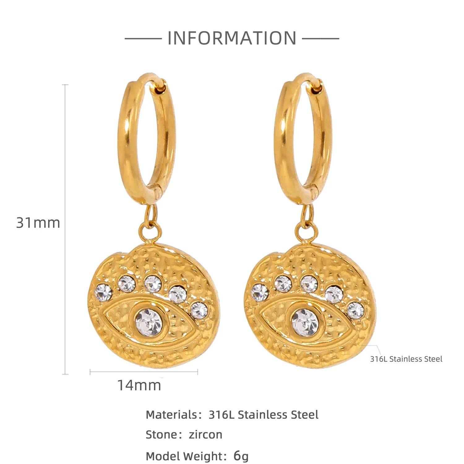 Wholesale Women's Stainless Steel Twisted Hollow Doublering Earrings With Flower And Geometric Patterns And Electroplating Treatment - Image 8