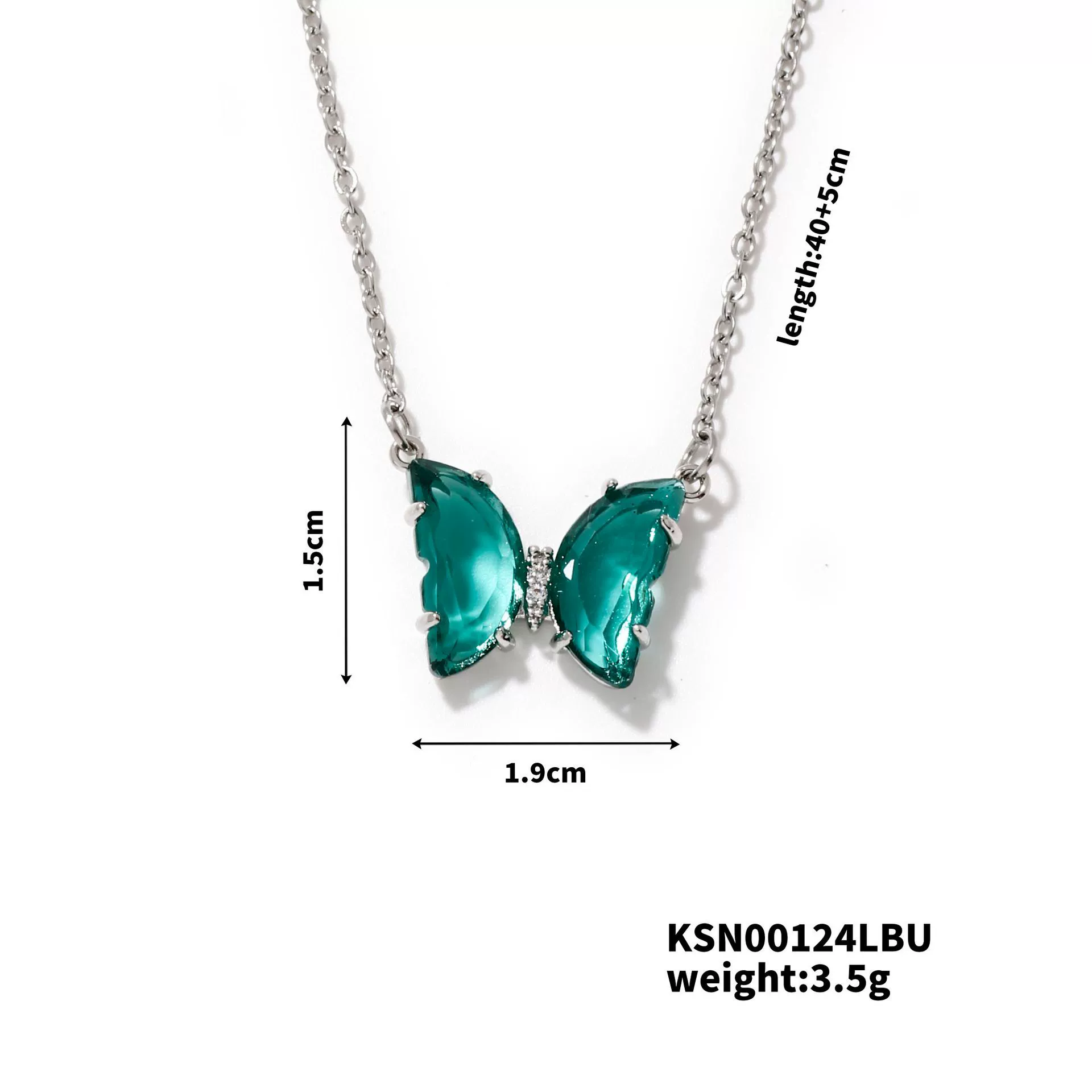 Wholesale Women's Stainless Steel Zircon Butterfly Sweet Style Necklace With Ochain Set With Glass - Image 6