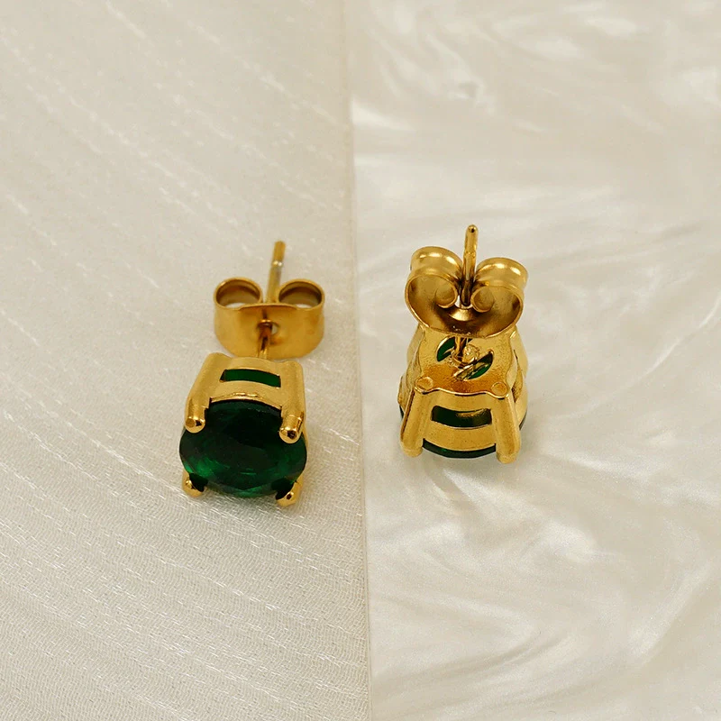 Wholesale Women's 316L Stainless Steel Zircon Earrings Simple Geometric Style Electroplated - Image 4