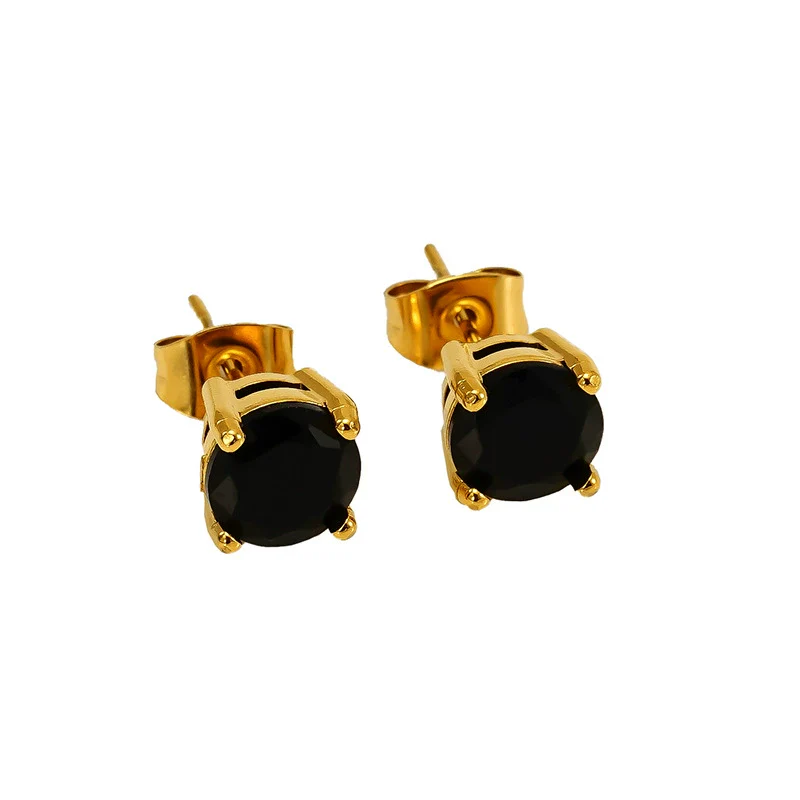 Wholesale Women's 316L Stainless Steel Zircon Earrings Simple Geometric Style Electroplated - Image 5