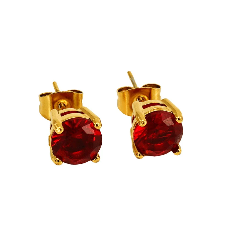 Wholesale Women's 316L Stainless Steel Zircon Earrings Simple Geometric Style Electroplated - Image 7